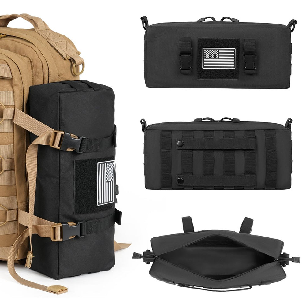 3D Tactical Utility Pouch with Molle webbing and flag patch for gear organization