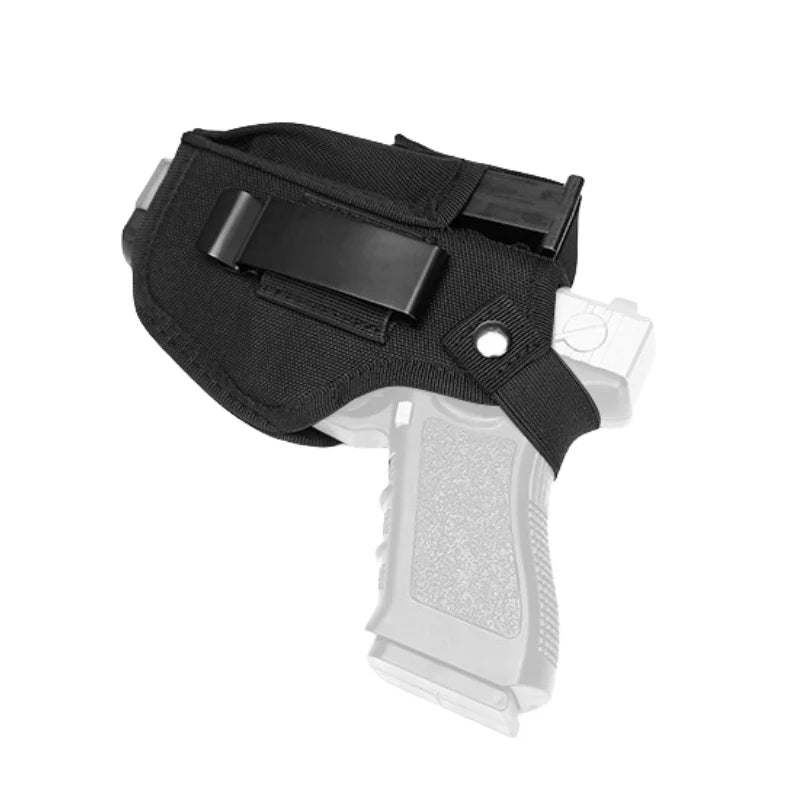 
                  
                    Ultra-Light Concealed Carry Holster with adjustable metal clip and quick-access magazine pouch.
                  
                