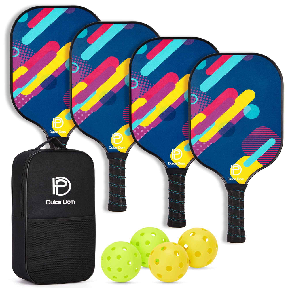 DULCE DOM USAPA Approved Pickleball Paddle Set (4 Paddles, 4 Balls, Bag)