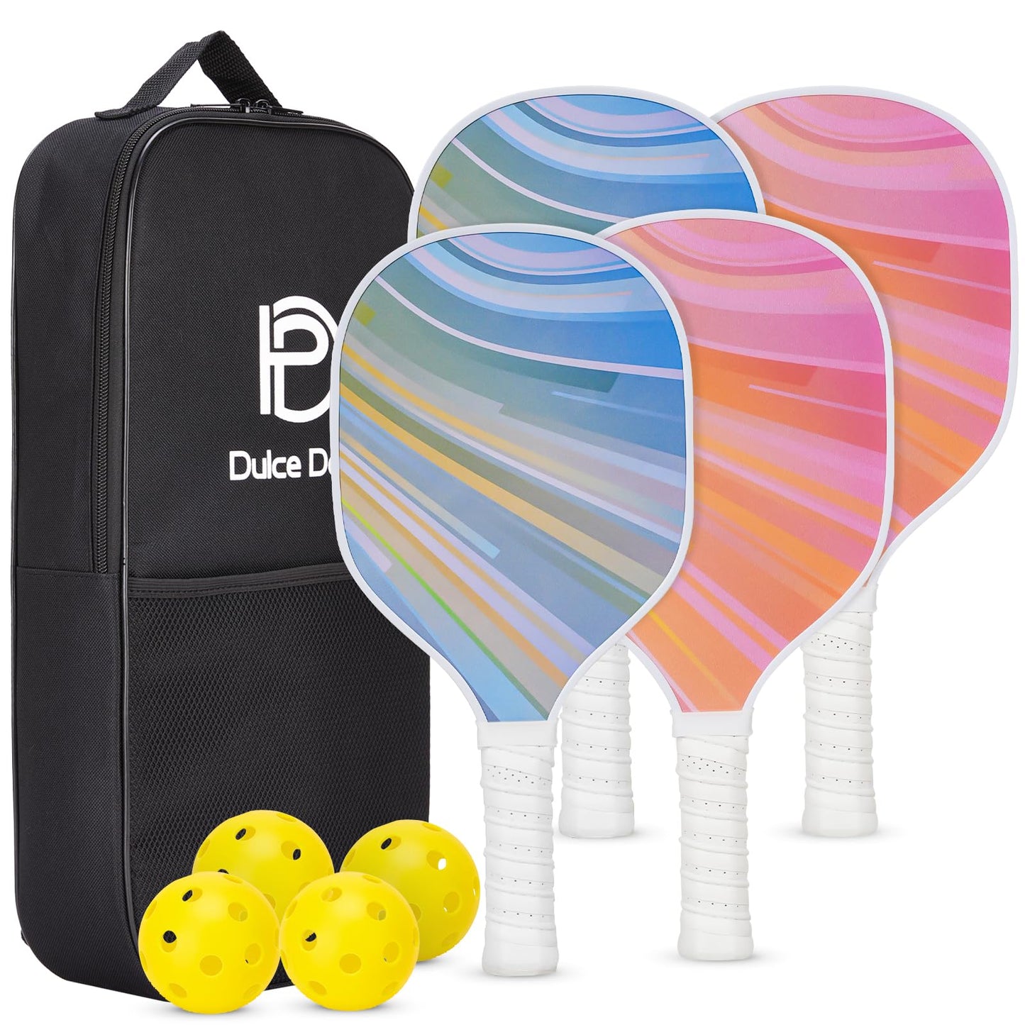 
                  
                    DULCE DOM USAPA Approved Pickleball Paddle Set (4 Paddles, 4 Balls, Bag)
                  
                