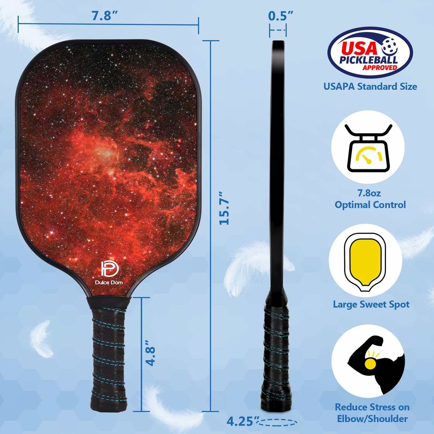 
                  
                    DULCE DOM USAPA Approved Pickleball Paddle Set (4 Paddles, 4 Balls, Bag)
                  
                