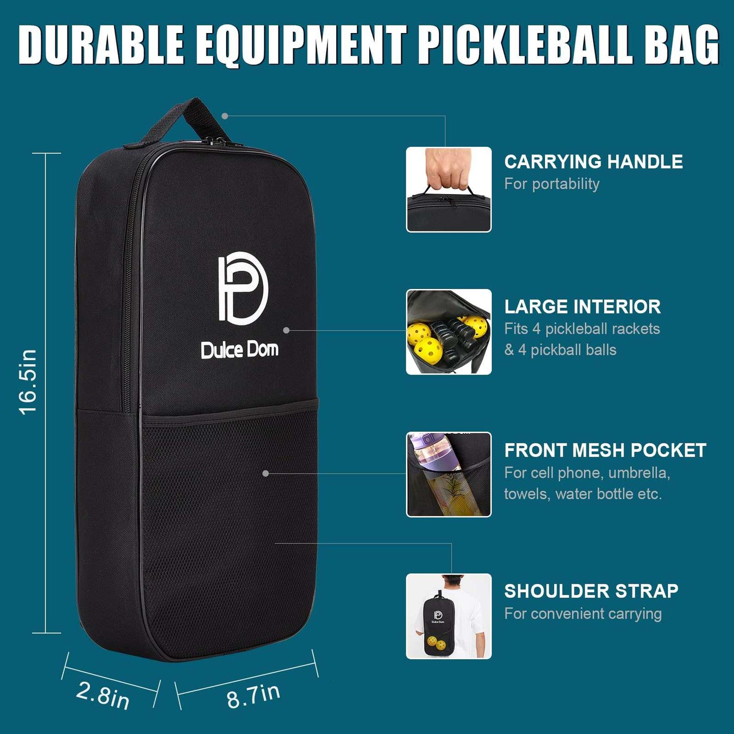 
                  
                    DULCE DOM USAPA Approved Pickleball Paddle Set (4 Paddles, 4 Balls, Bag)
                  
                