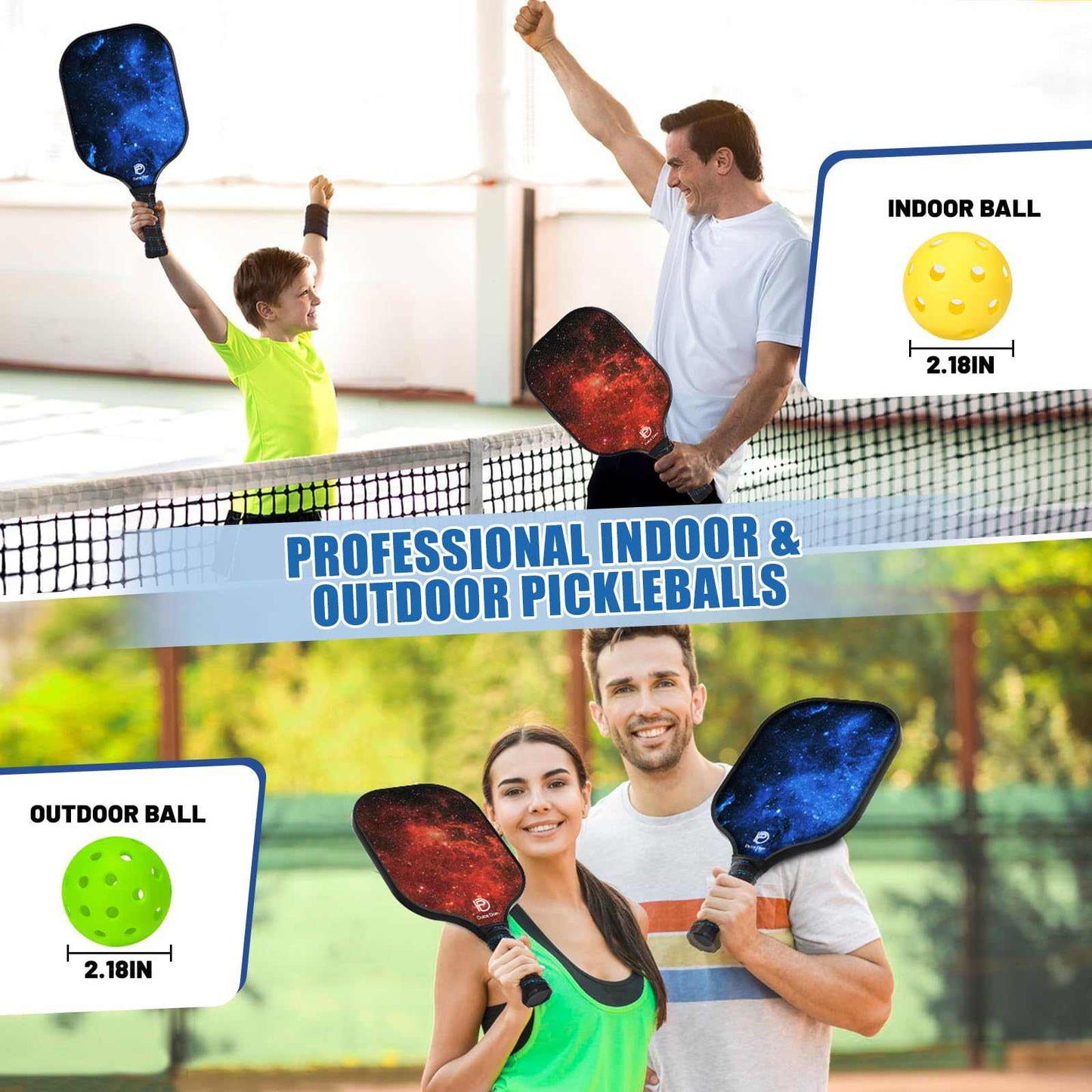 
                  
                    DULCE DOM USAPA Approved Pickleball Paddle Set (4 Paddles, 4 Balls, Bag)
                  
                