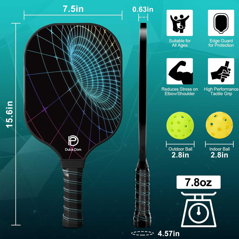 
                  
                    DULCE DOM USAPA-approved paddle dimensions and galaxy design for enhanced performance.
                  
                