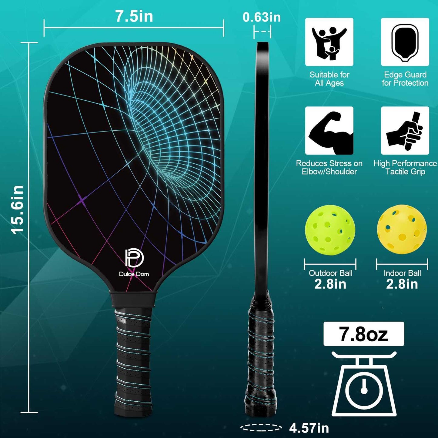 
                  
                    DULCE DOM USAPA Approved Pickleball Paddle Set (2 Paddles, 4 Balls, Bag)
                  
                