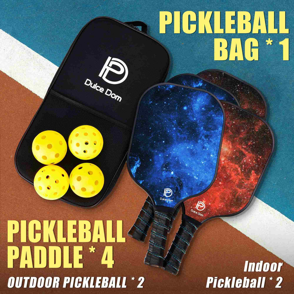 
                  
                    DULCE DOM USAPA Approved Pickleball Paddle Set (4 Paddles, 4 Balls, Bag)
                  
                