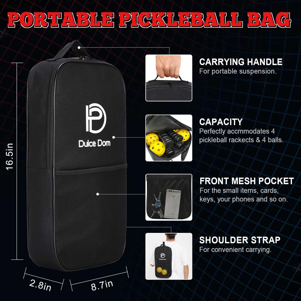 
                  
                    DULCE DOM USAPA Approved Pickleball Paddle Set (4 Paddles, 4 Balls, Bag)
                  
                