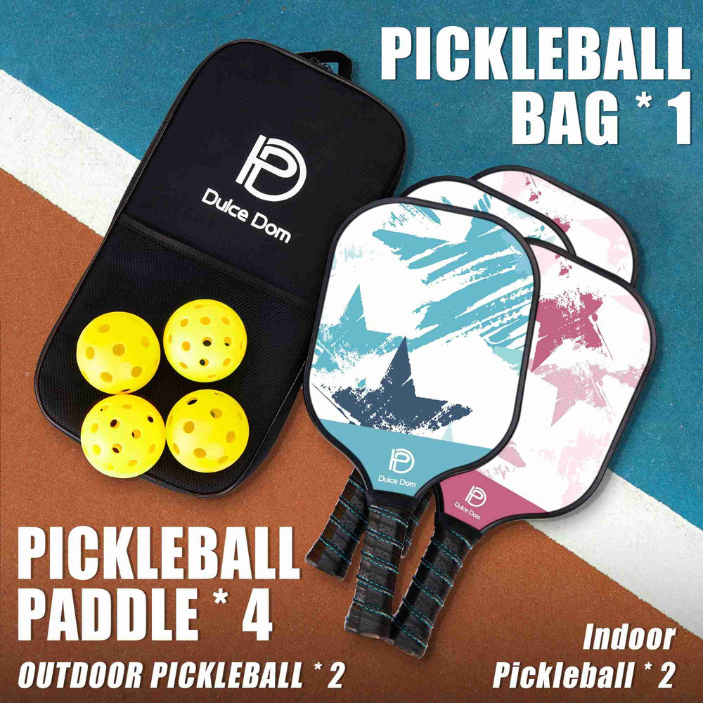 
                  
                    DULCE DOM USAPA Approved Pickleball Paddle Set (4 Paddles, 4 Balls, Bag)
                  
                