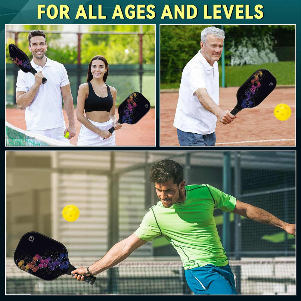 
                  
                    DULCE DOM pickleball paddles in use by players of all ages on outdoor courts.
                  
                