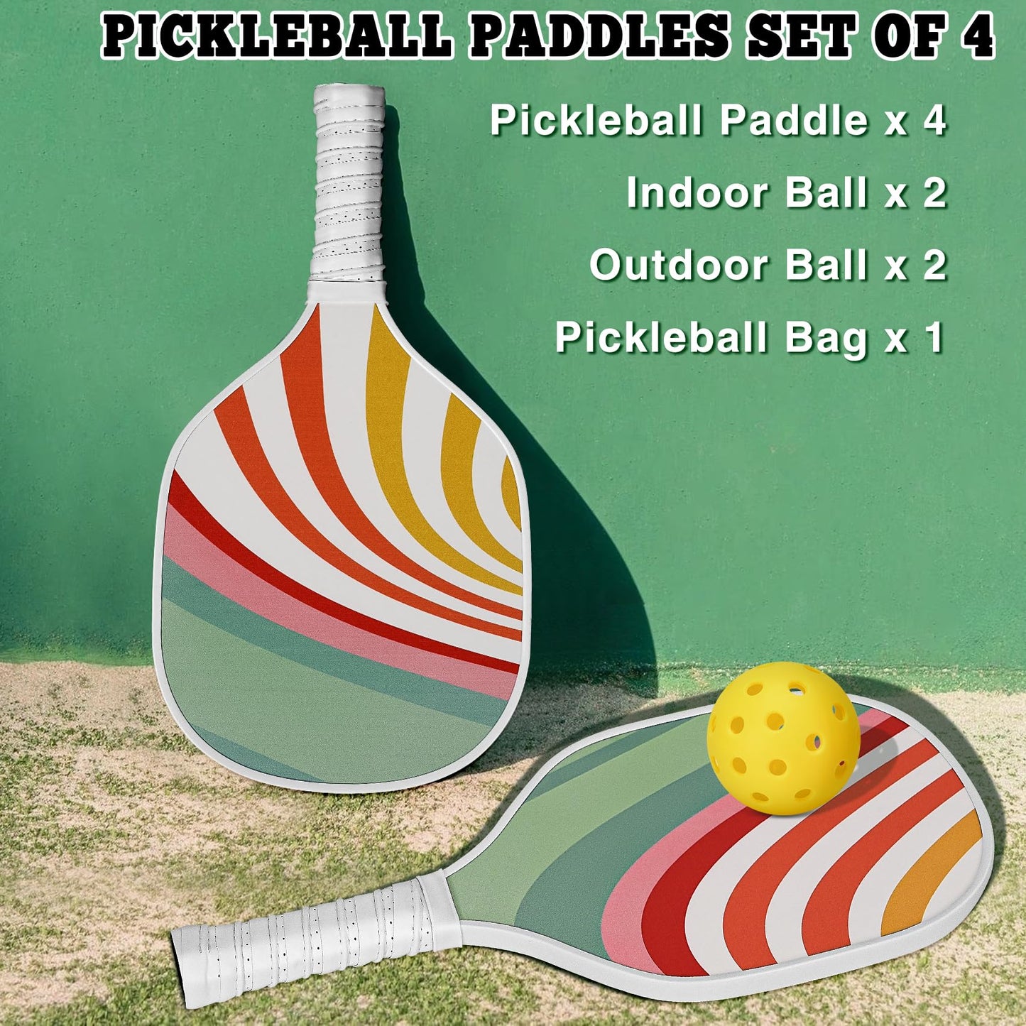 
                  
                    DULCE DOM USAPA Approved Pickleball Paddle Set (4 Paddles, 4 Balls, Bag)
                  
                